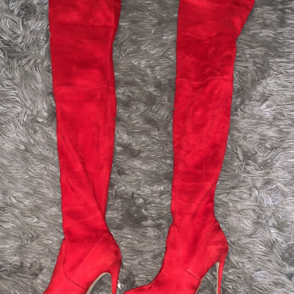 Steve Madden Red Over the Knee Boots with Stiletto Heel